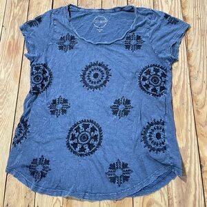Lucky Brand Indigo Casual embroidered top